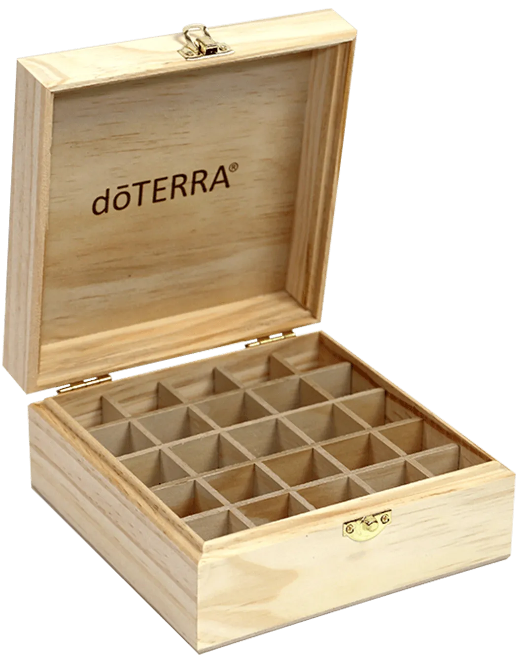 Cutie din lemn gravată cu sigla doTERRA